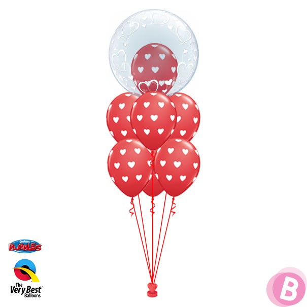 Bouquet de Ballons hélium Deco Bubble Coeurs Elégant red Luxury