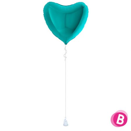 Ballon Cœur Turquoise alu