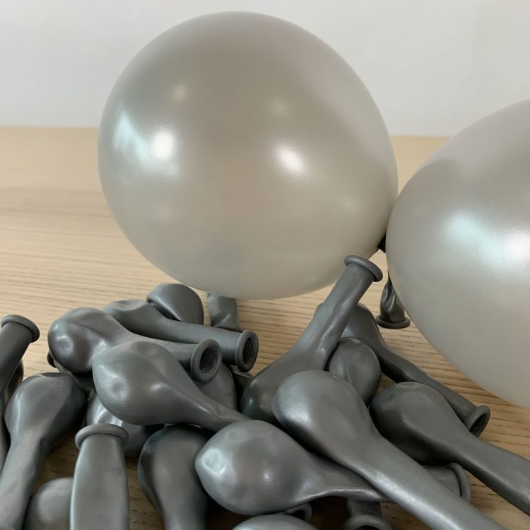 25 ballons métal argent 13cm gonflés
