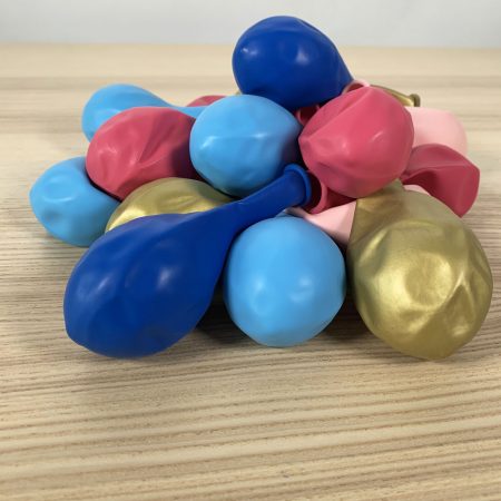 pochette 20 ballons 30cm bleu rose or