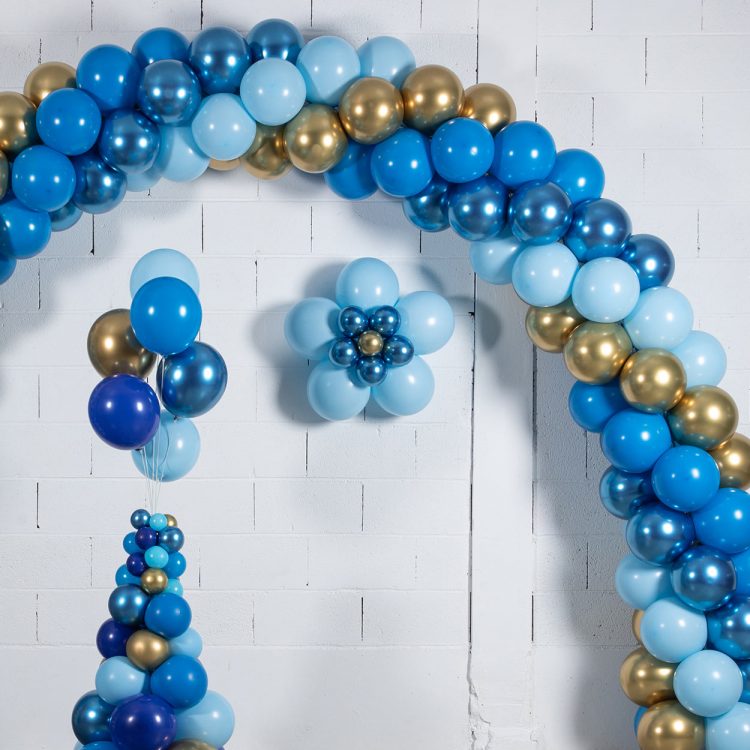 kit 3 fleurs en ballons déco bleu