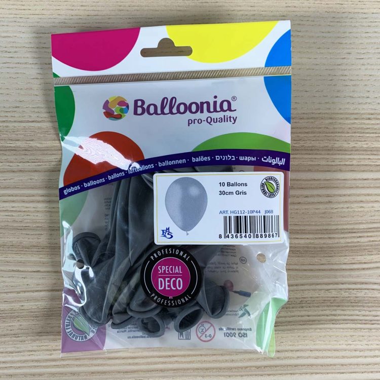 pochette ballons gris 30cm