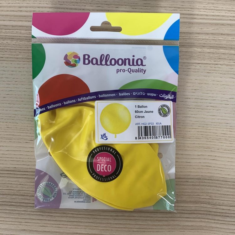 Pochette Ballon 60cm Jaune Citron