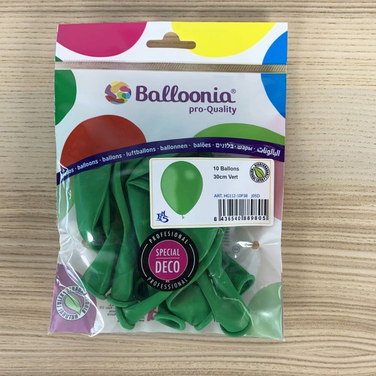 pochette ballons 30cm vert
