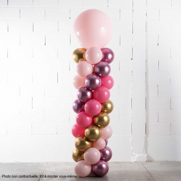 kit colonne ballons rose et or
