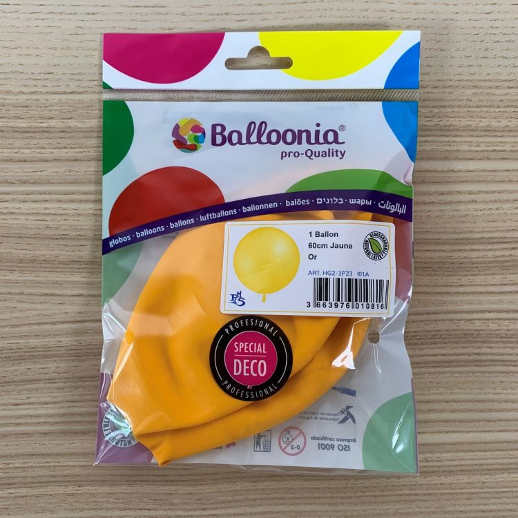 Pochette Ballon 60cm Jaune Or