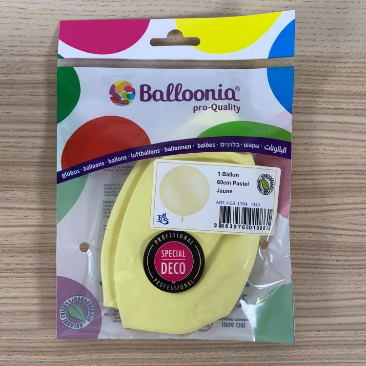 Pochette Ballon 60cm Jaune Pastel
