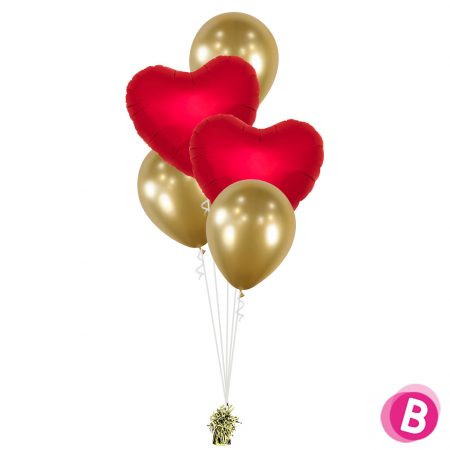 Bouquet 3 ballons coeurs rouges longévité
